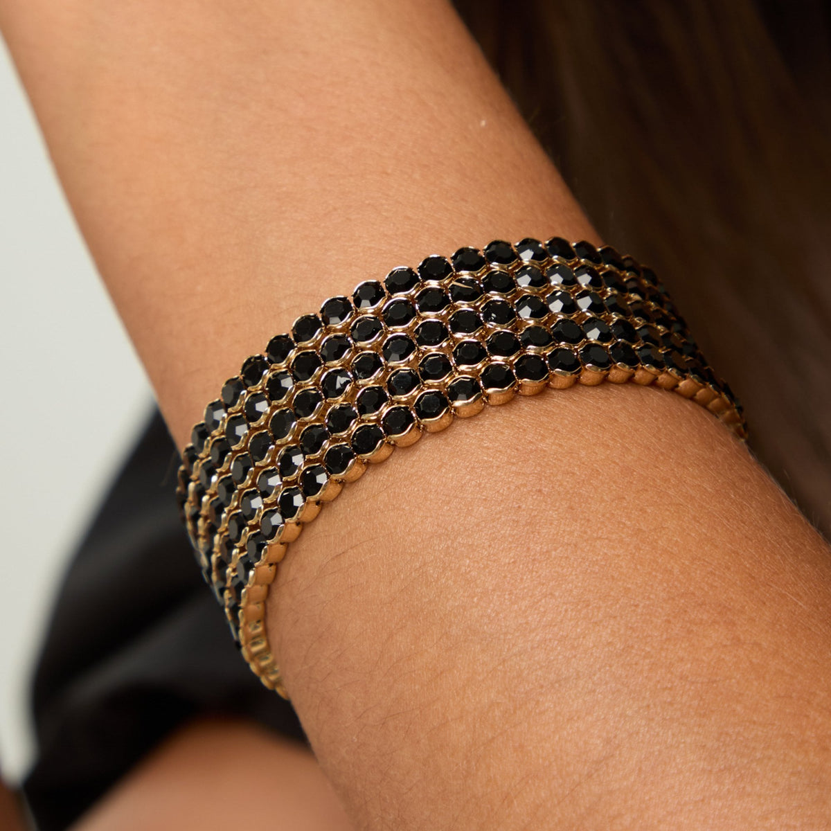 Mood Gold Black Round Wrap Cuff Bracelet