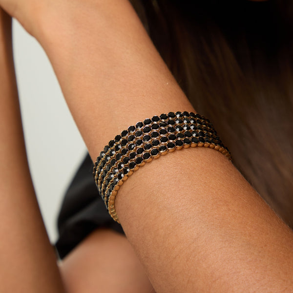 Mood Gold Black Round Wrap Cuff Bracelet