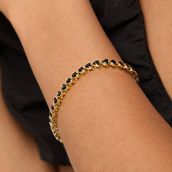 Inicio 14ct Gold Plated and Jet Crystal Tennis Bracelet - Gift Pouch