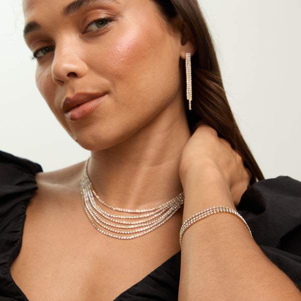 Mood Gold Crystal Multirow Three Piece Set