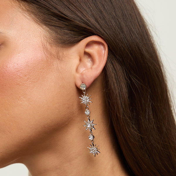 Mood Antique Gold Crystal Celestial Drop Earrings