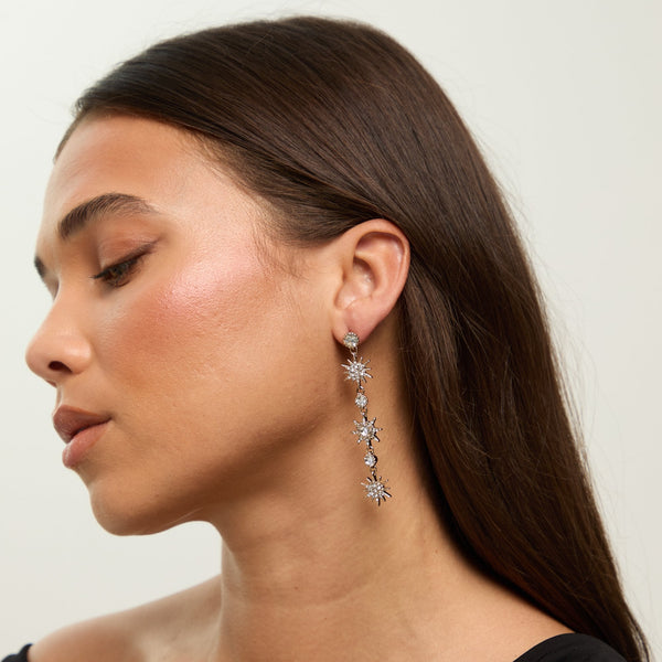 Mood Antique Gold Crystal Celestial Drop Earrings