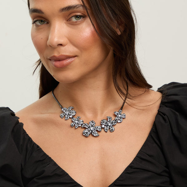 Mood Hematite Crystal Floral Statement Allway Necklace