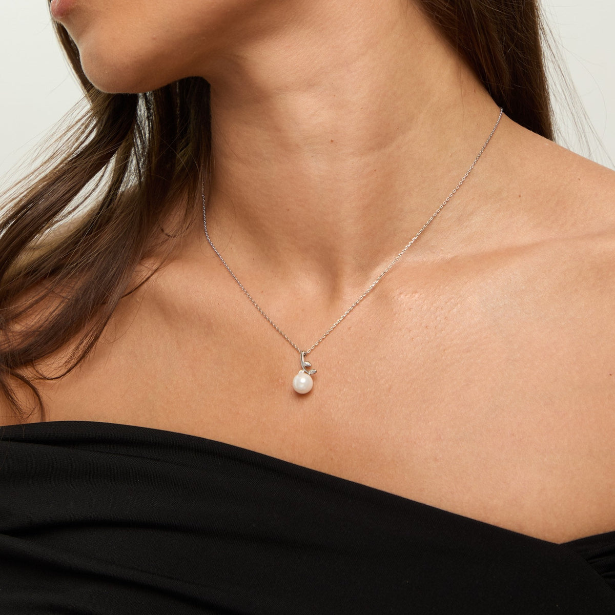 Jon Richard Rhodium Plated Crystal Leaf and Pearl Drop Set - Gift Box