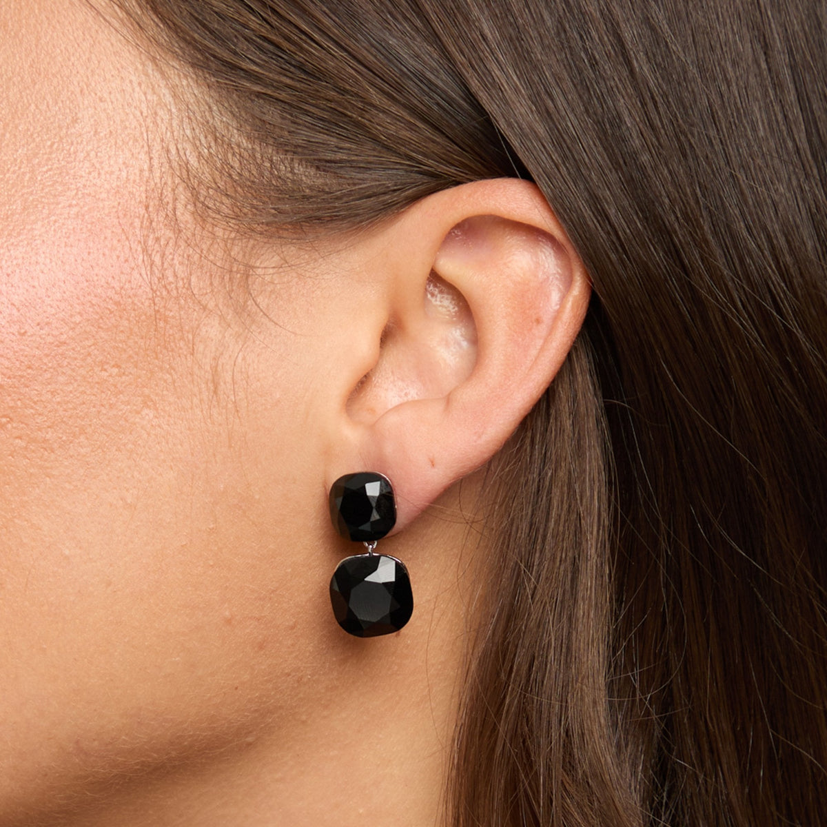Jon Richard Rhodium Plated Jet Statement Stone Drop Earrings