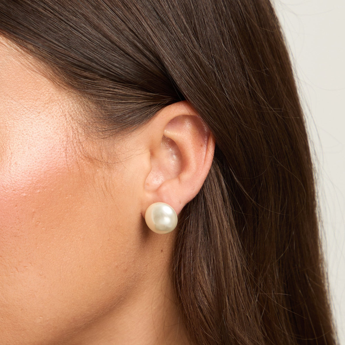 Jon Richard Cream Large Bouton Pearl Earrings