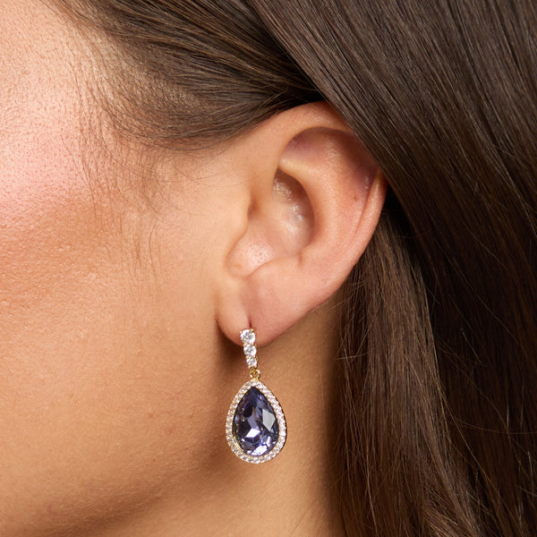 Jon Richard Gold Plated and Tanzanite Pear Drop Earrings