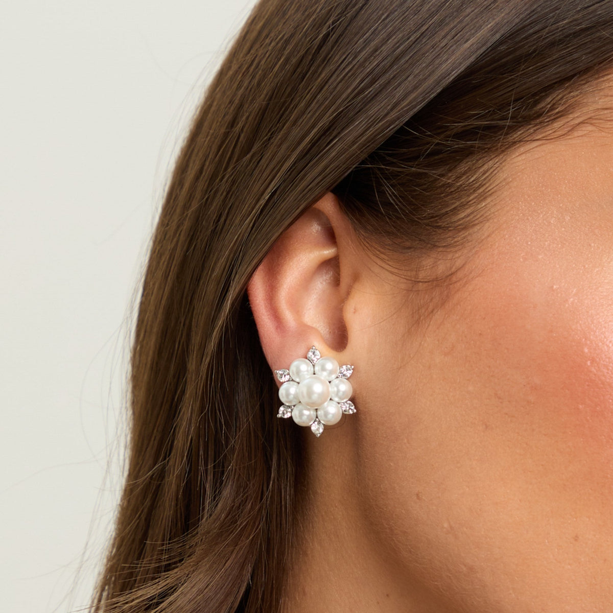 Jon Richard Silver Plated Crystal and Pearl Snowflake Clip Earrings