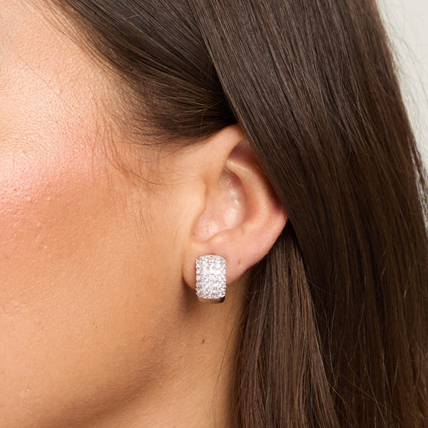 Jon Richard Rhodium Plated Multirow Crystal Clip Earrings