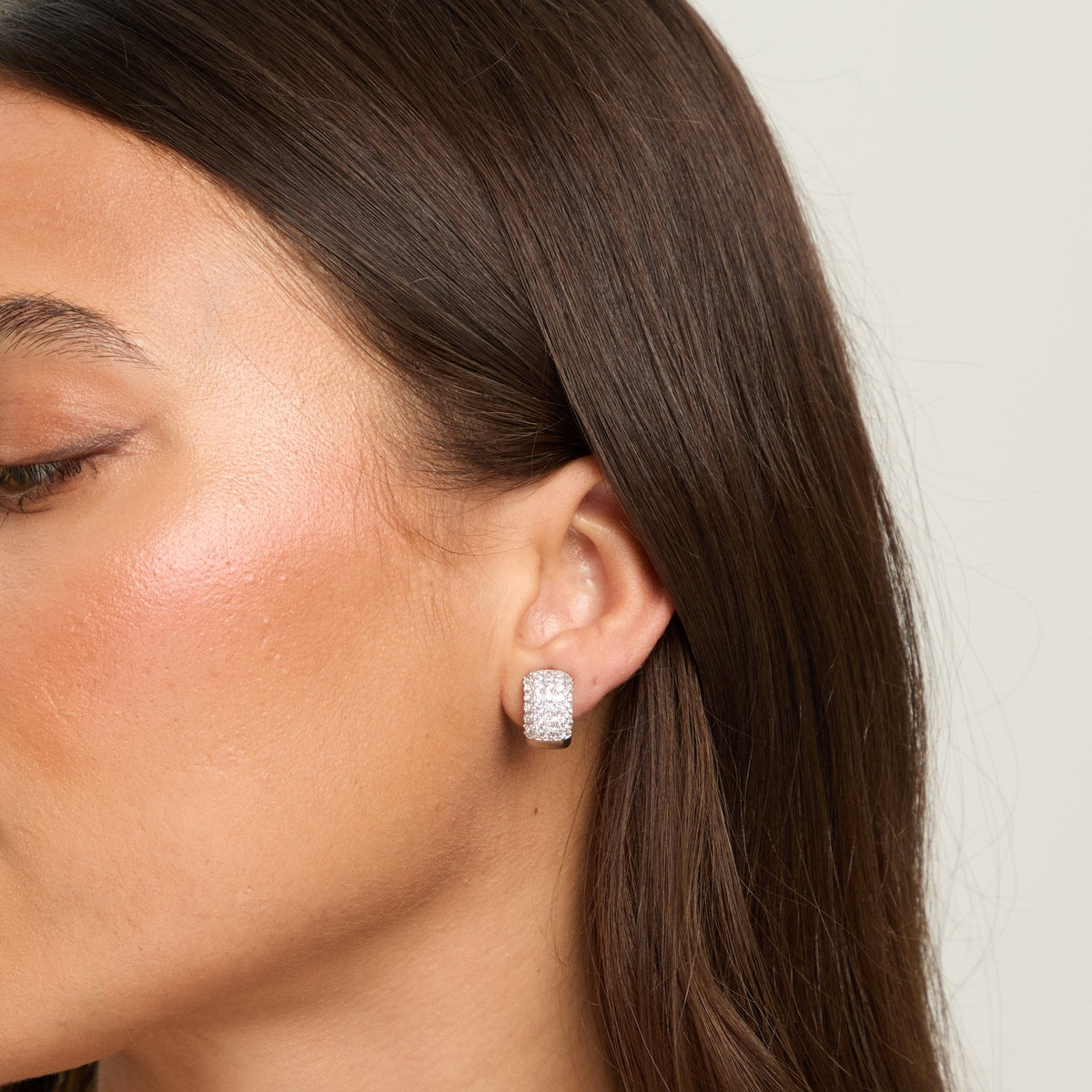Jon Richard Rhodium Plated Multirow Crystal Clip Earrings