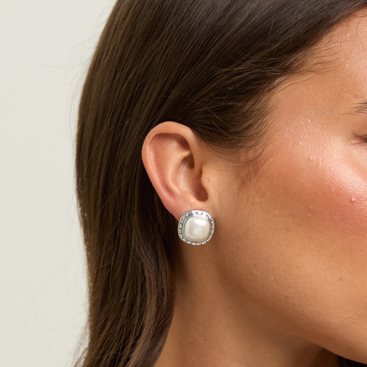 Jon Richard Rhodium Plated and Pearl Clip Earrings