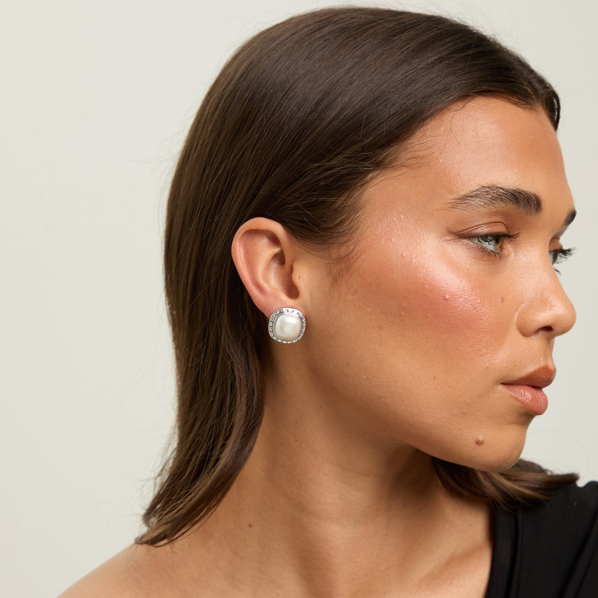 Jon Richard Rhodium Plated and Pearl Clip Earrings