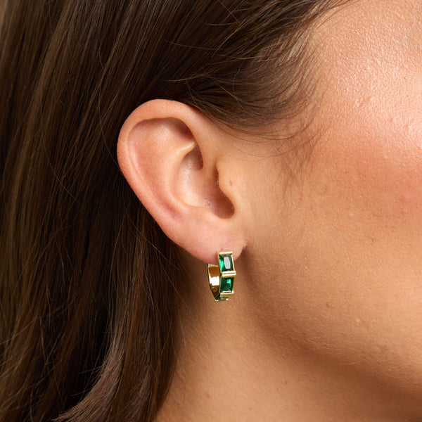 Jon Richard Gold Plated and Emerlald Stone Hoop Earrings