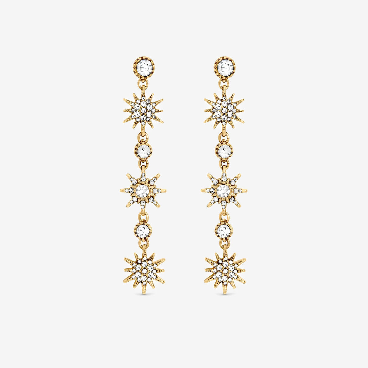 Mood Antique Gold Crystal Celestial Drop Earrings