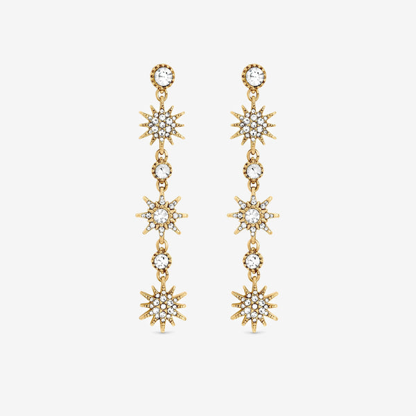 Mood Antique Gold Crystal Celestial Drop Earrings