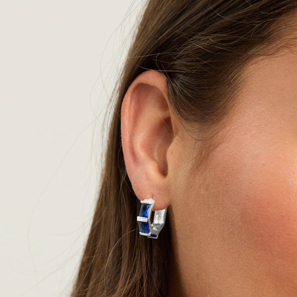 Jon Richard Silver Plated and Sapphire Hoop Earrings