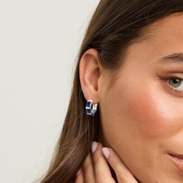 Jon Richard Silver Plated and Sapphire Hoop Earrings
