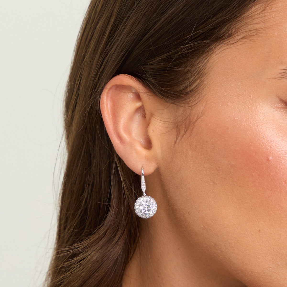 Jon Richard Rhodium Plated Fishhook Halo Drop Earrings