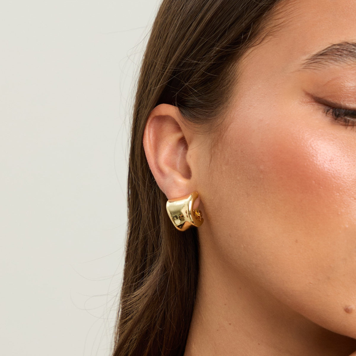 Jon Richard Gold Plated Polished Curved Clip Earrings