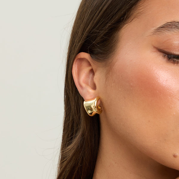 Jon Richard Gold Plated Polished Curved Clip Earrings