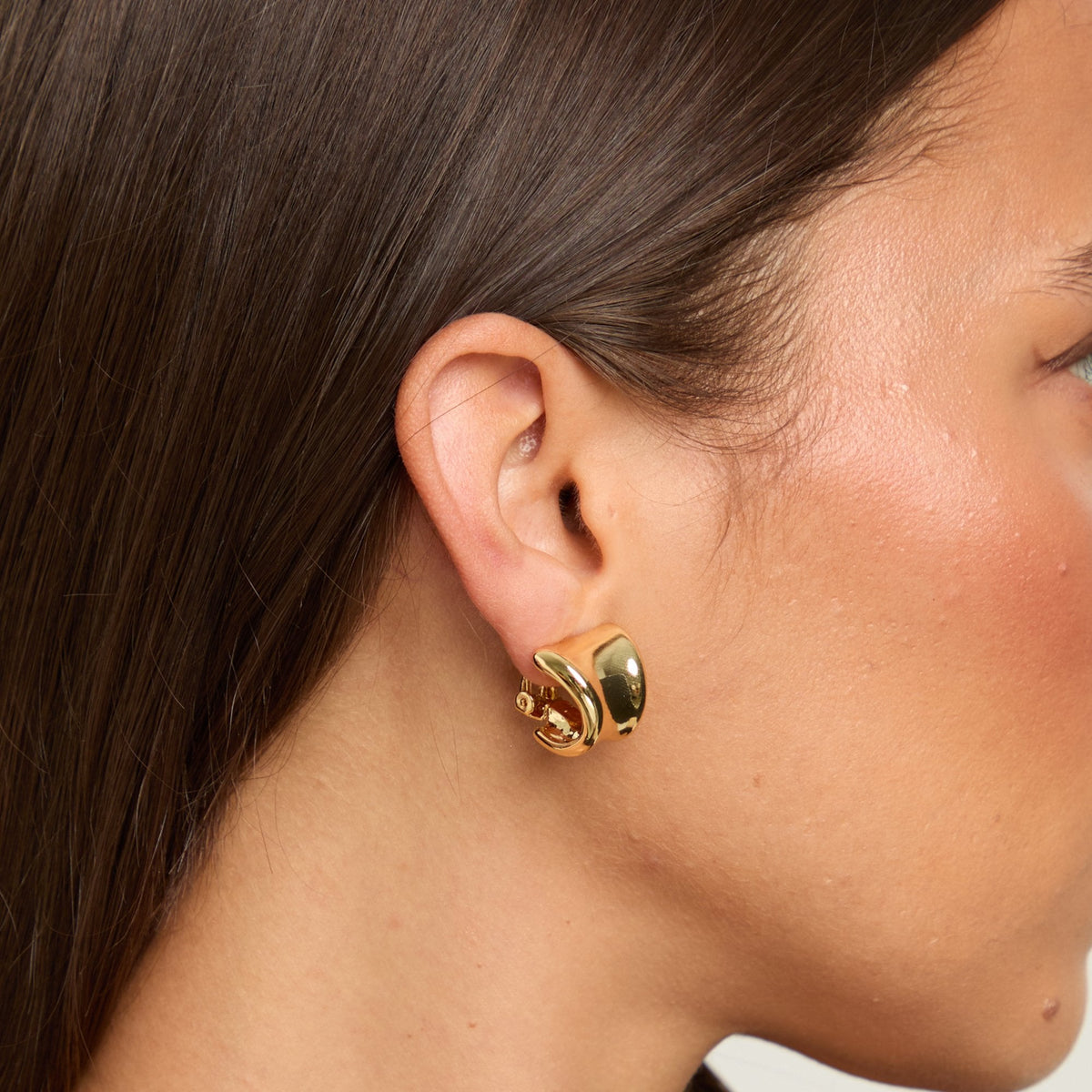 Jon Richard Gold Plated Polished Curved Clip Earrings