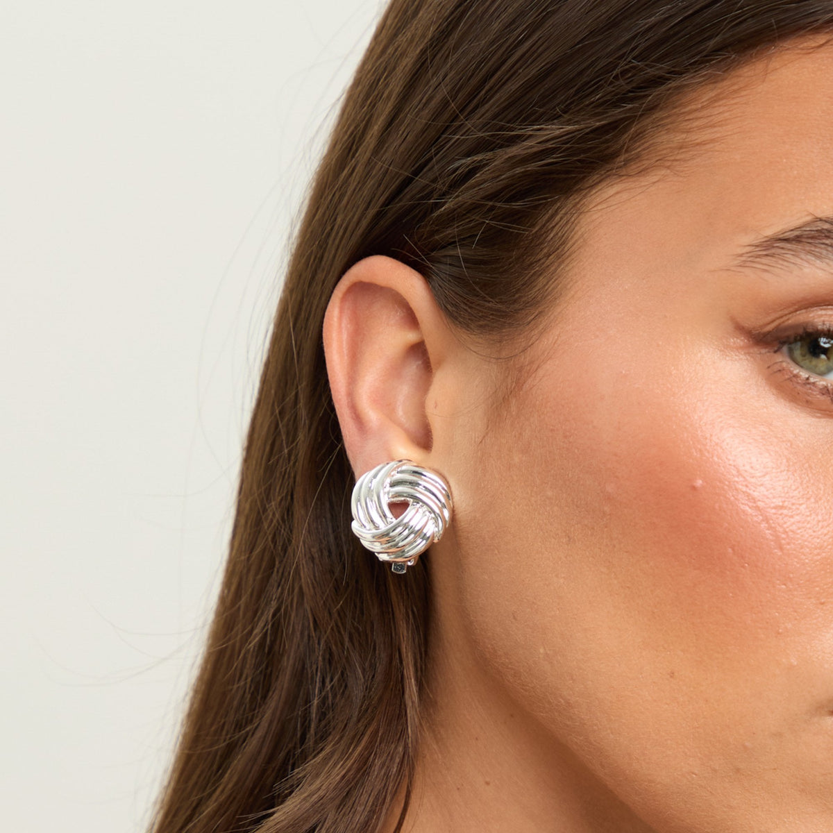 Jon Richard Silver Plated Knot Stud Clip Earrings