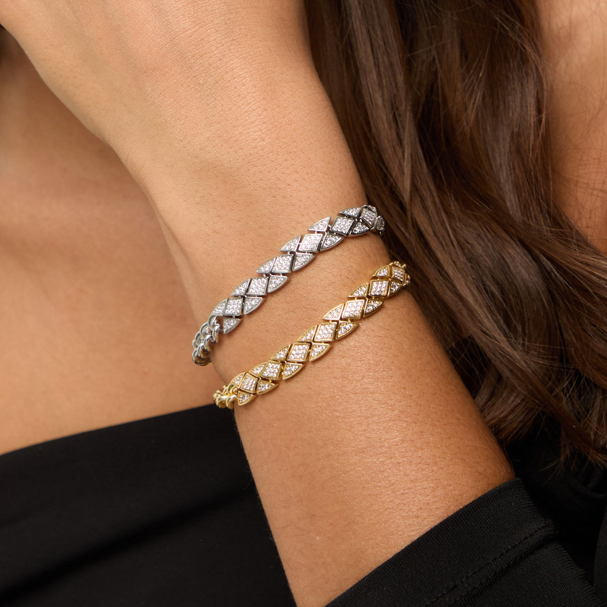 Jon Richard 14ct Gold Plated and Pave Link Bracelet