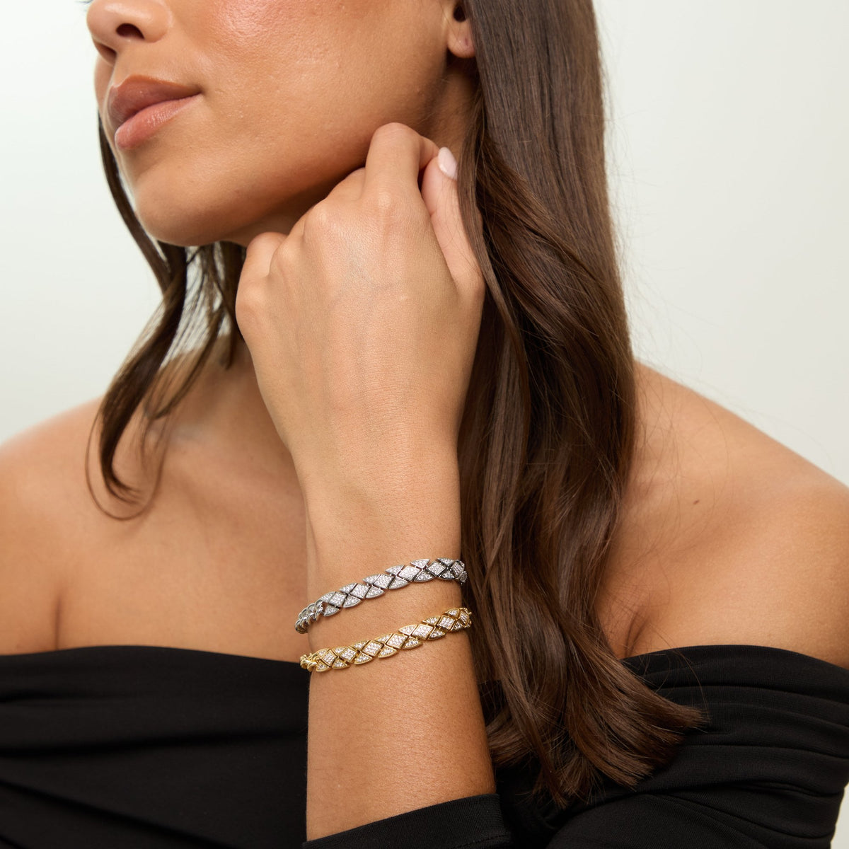 Jon Richard Rhodium Plated and Pave Link Bracelet