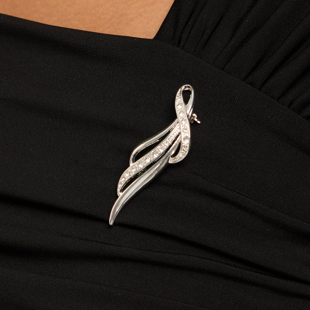 Jon Richard Silver Plated and Pave Contemporary Long Brooch - Gift Box