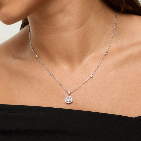Jon Richard Rhodium Plated and Cubic Zirconia Heart Drop Set - Gift Box