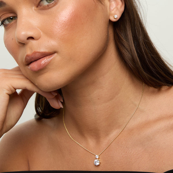 Jon Richard Gold Plated and Cubic Zirconia Round Drop Box Set - Gift Box