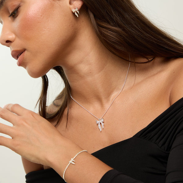 Jon Richard Silver Plated and Pave Bow Trio Set - Gift Box