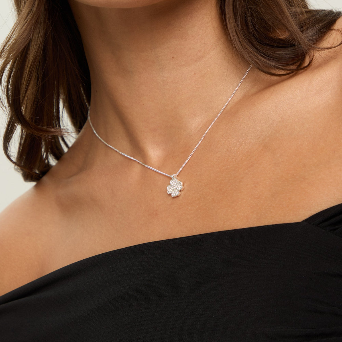 Jon Richard Silver Plated and Pave Clover Trio Set - Gift Box