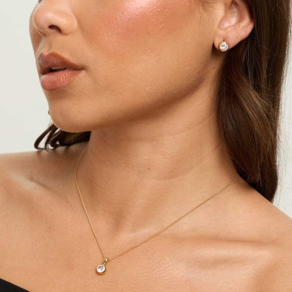 Jon Richard Waterproof Gold Plated Crystal Bezel Pendant