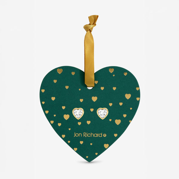 Jon Richard Gold Plated Cubic Zirconia 18K Crystal Heart studs - Hanging Heart