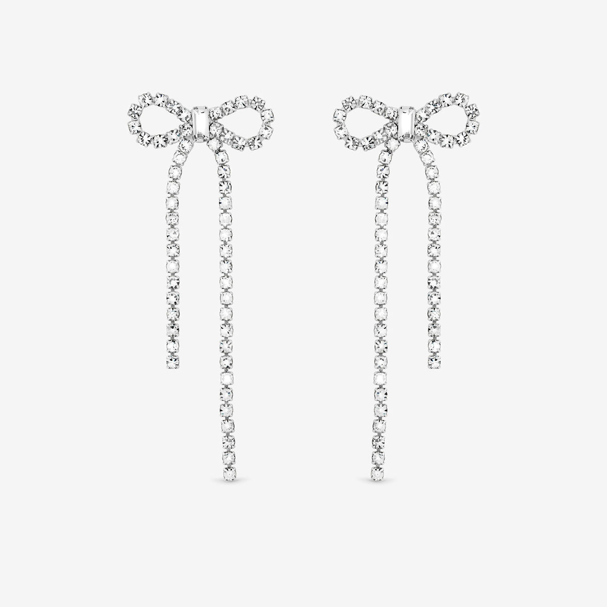 Mood Silver Crystal Bow Statement Earrings