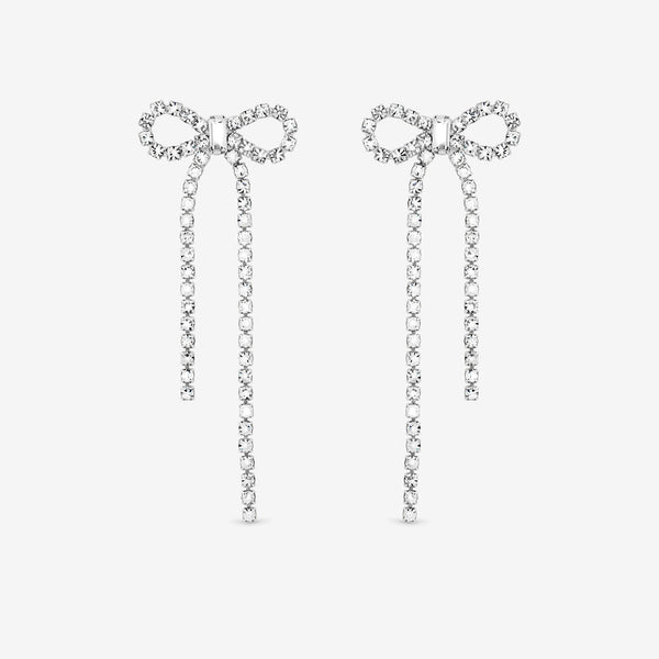 Mood Silver Crystal Bow Statement Earrings