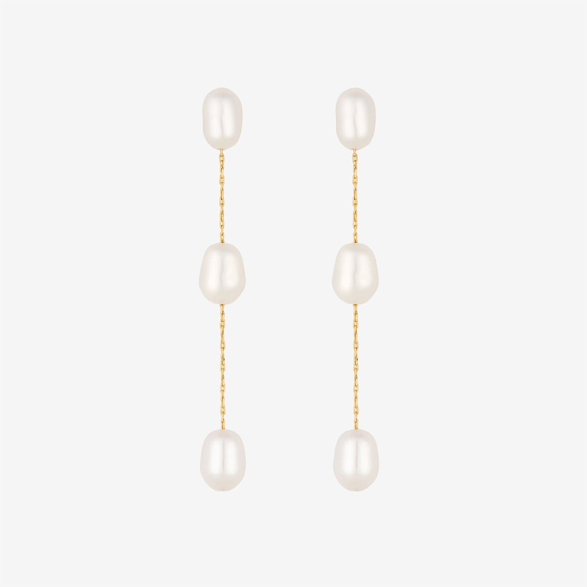 Jon Richard Gold Plated Fine Chain and Fresh Water Pearl Earrings