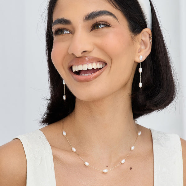 Jon Richard Gold Plated Fine Chain and Fresh Water Pearl Earrings