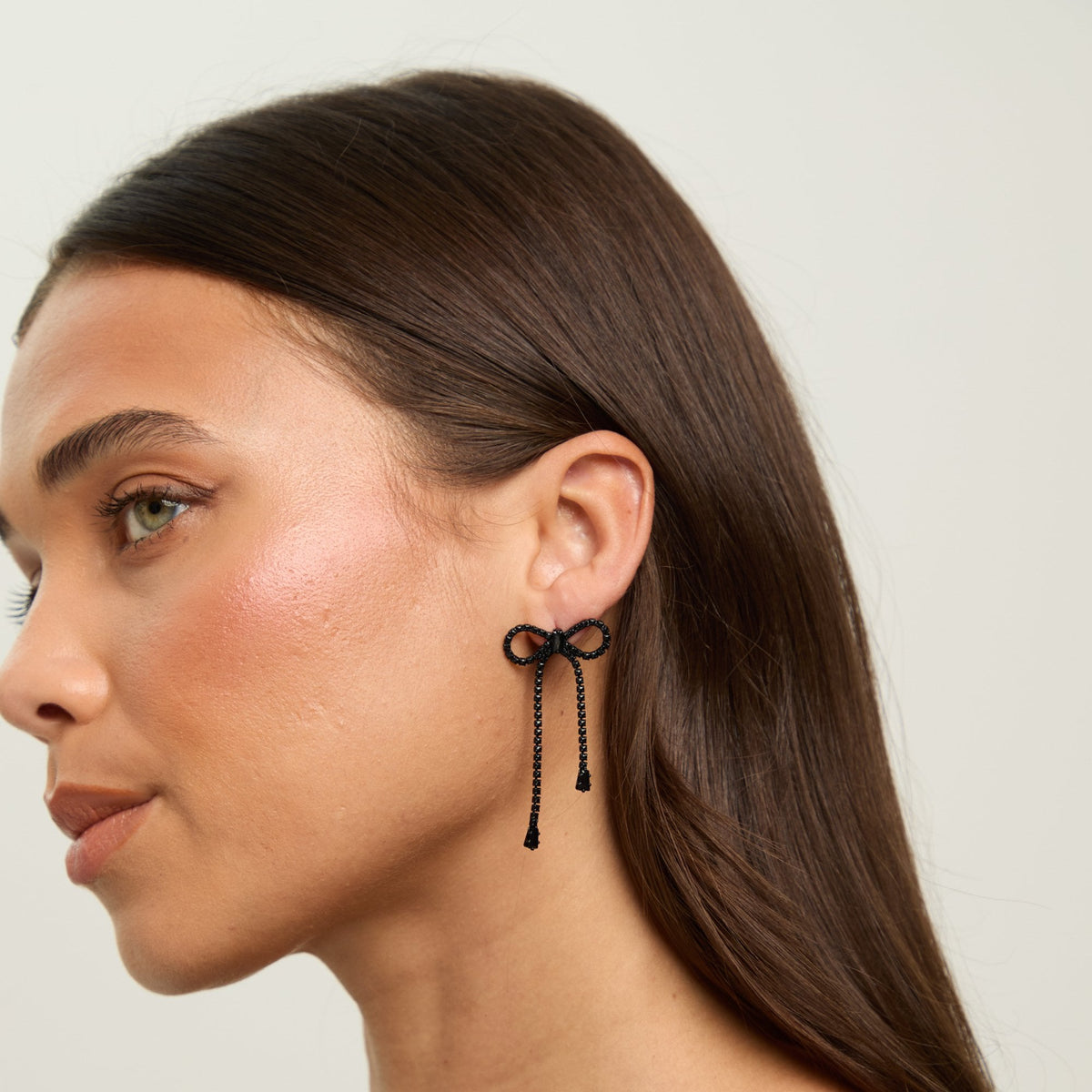 Jon Richard Jet Plated and Jet Crystal Statement Bow Drop Earrings