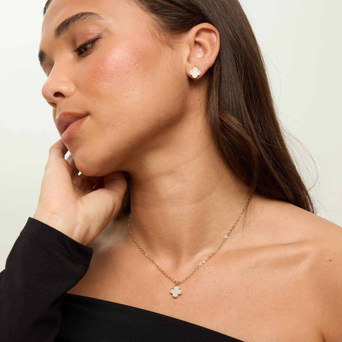 Jon Richard Gold Plated Micro Pave Stud Earrings