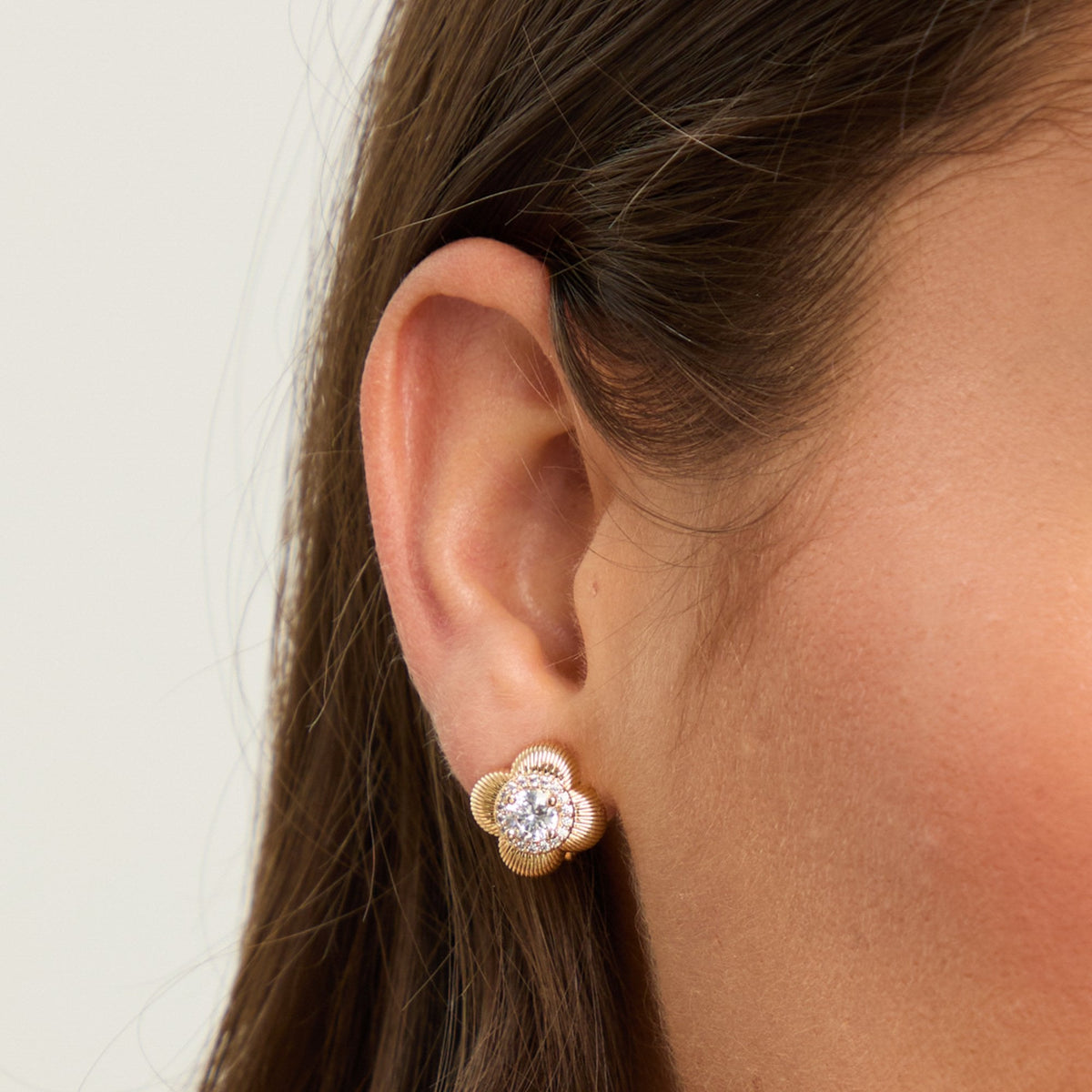 Jon Richard Gold Plated and Crystal Clover Earrings