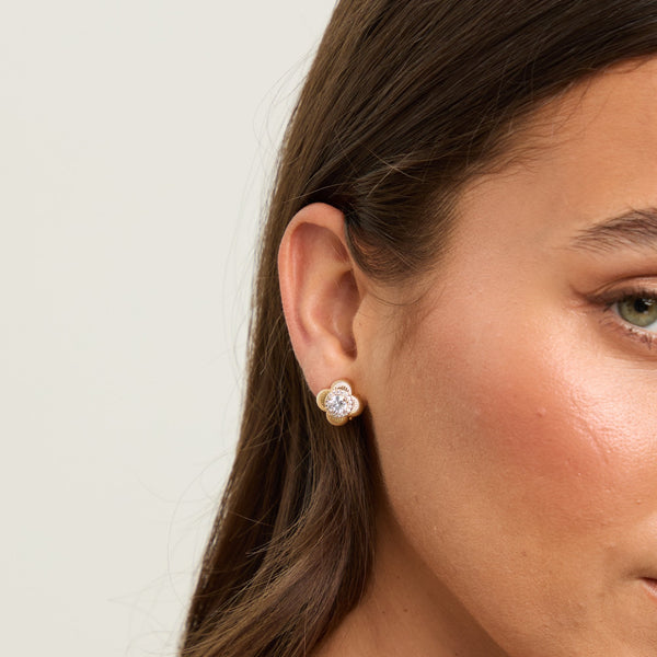 Jon Richard Gold Plated and Crystal Clover Earrings