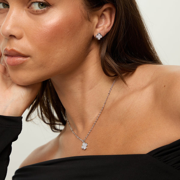 Jon Richard Rhodium Plated Micro Pave Stud Earrings