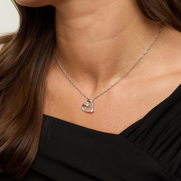 Jon Richard Rhodium Plated and Pave Twist Heart Set - Gift Box