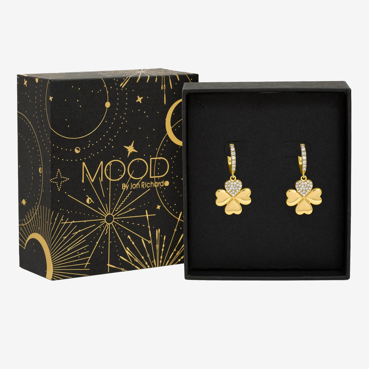 Mood Gold Plated Clover Earrings Gift Boxed