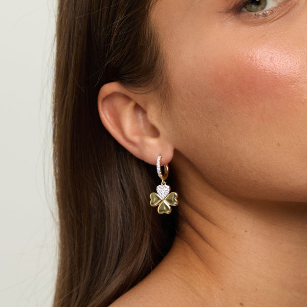 Mood Gold Plated Clover Earrings Gift Boxed