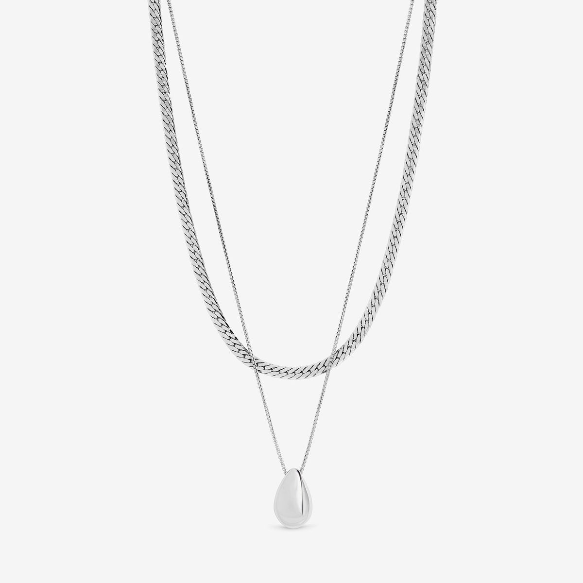 Mood Silver Polished Triple Row Sculpted Nugget Pendant