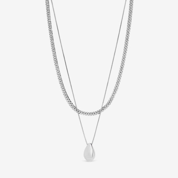 Mood Silver Polished Triple Row Sculpted Nugget Pendant