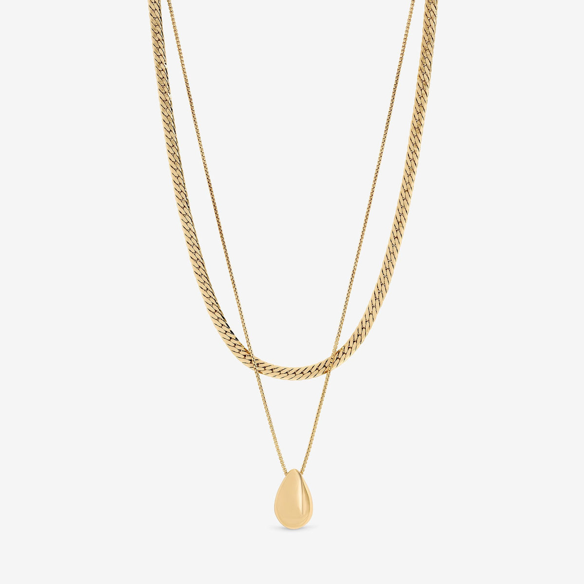 Mood Gold Polished Triple Row Sculpted Nugget Pendant
